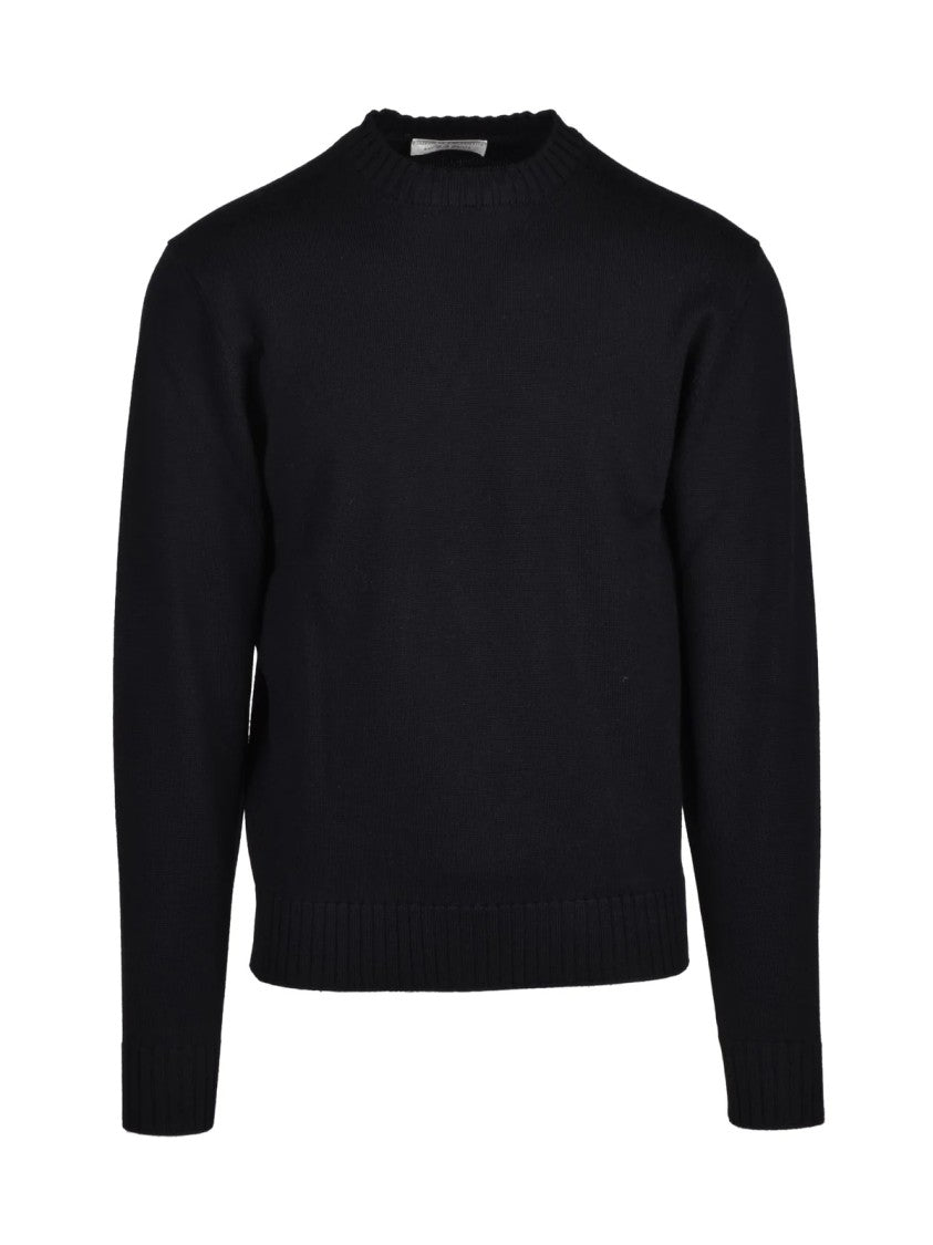 Filippo De Laurentiis Crew Neck Pullover In Soft Virgin Wool With Ribbed Detailing