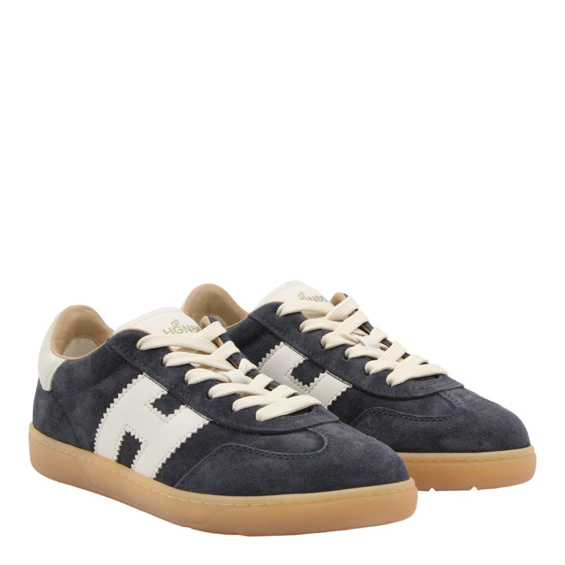 Hogan Dark Blue Suede Sneakers With Contrast Logo