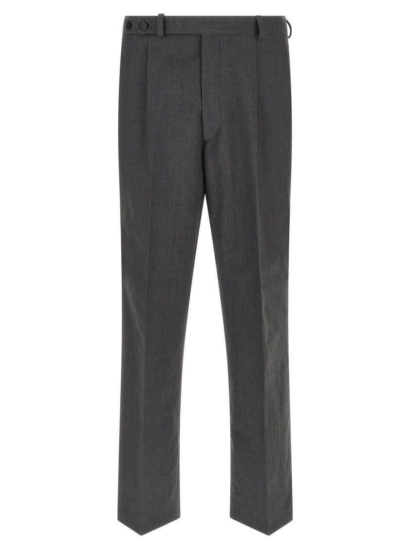 Prada Grey Tailored Trousers In Virgin Wool And Cotton Blend