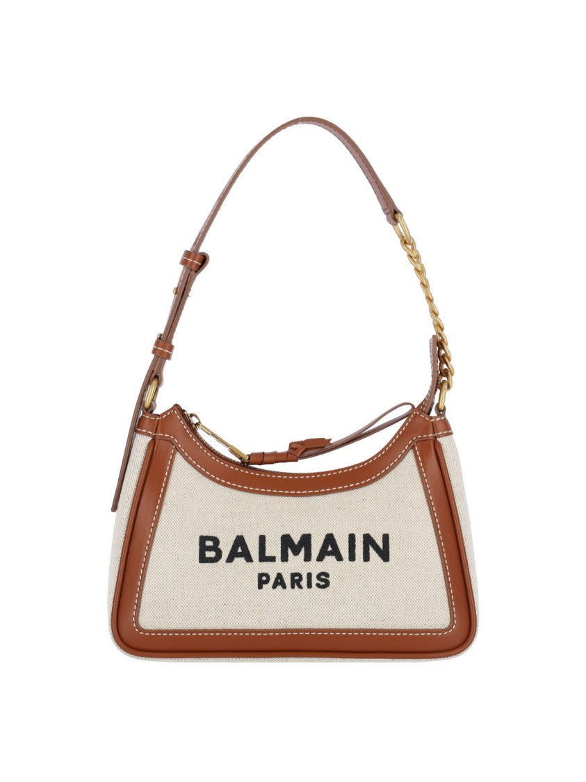 Balmain Canvas And Leather Shoulder Bag - White