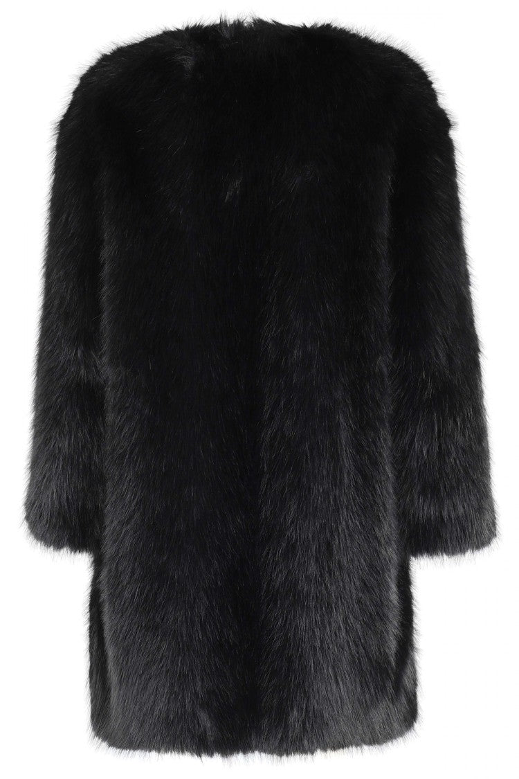 Max Mara Plush Black Synthetic Fur Jacket