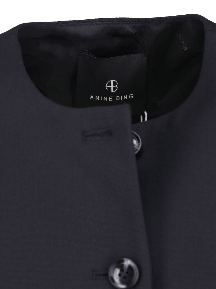 Anine Bing Tailored Blue Wool Blend Huda Blazer
