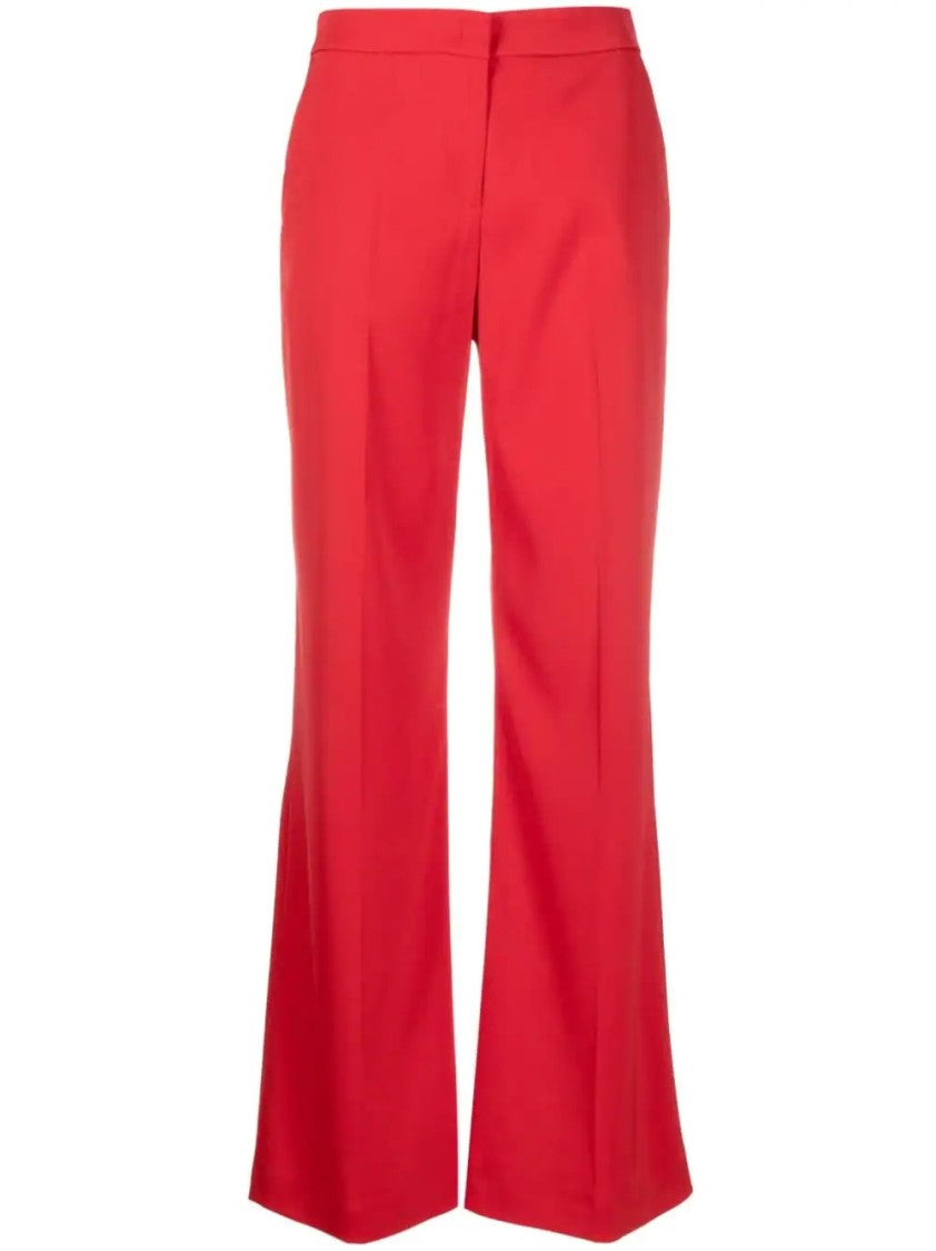 Pinko Tailored Flared Trousers In Bright Red Fabric