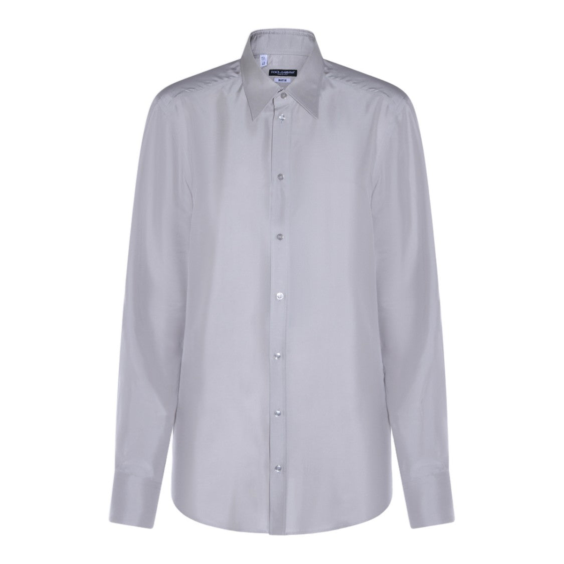 Dolce & Gabbana Button-Down Grey Shirt With Classic Collar