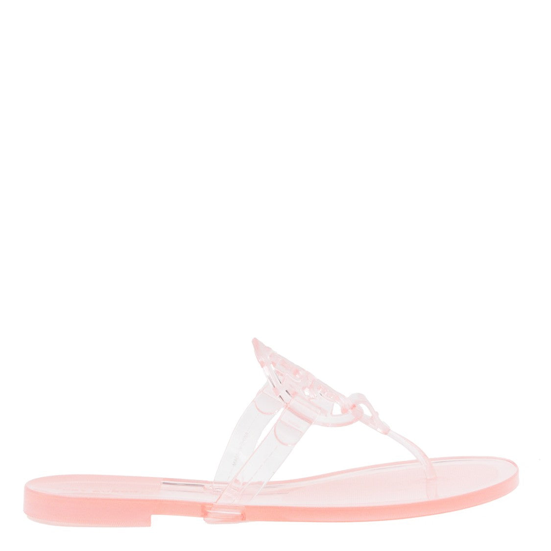 Tory Burch Pink Rubber Branded Strap Flat Sandals