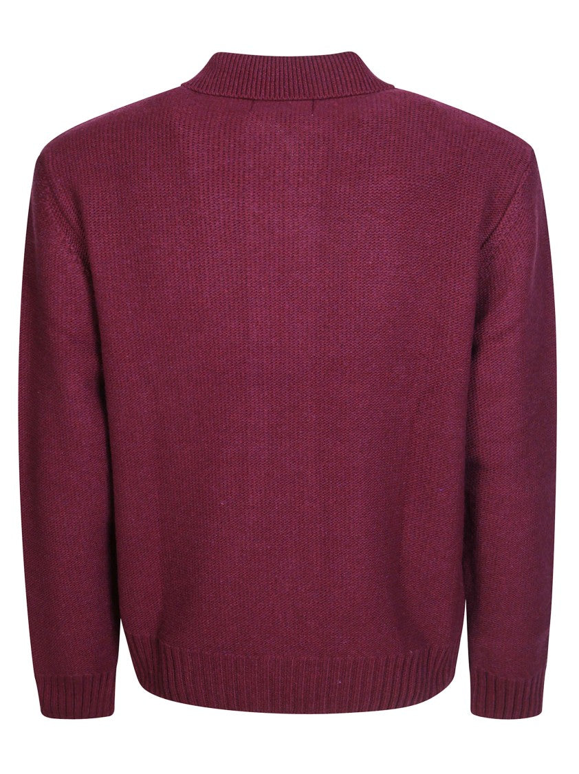 Arte Burgundy Graphic Knit Zip-Through Knit