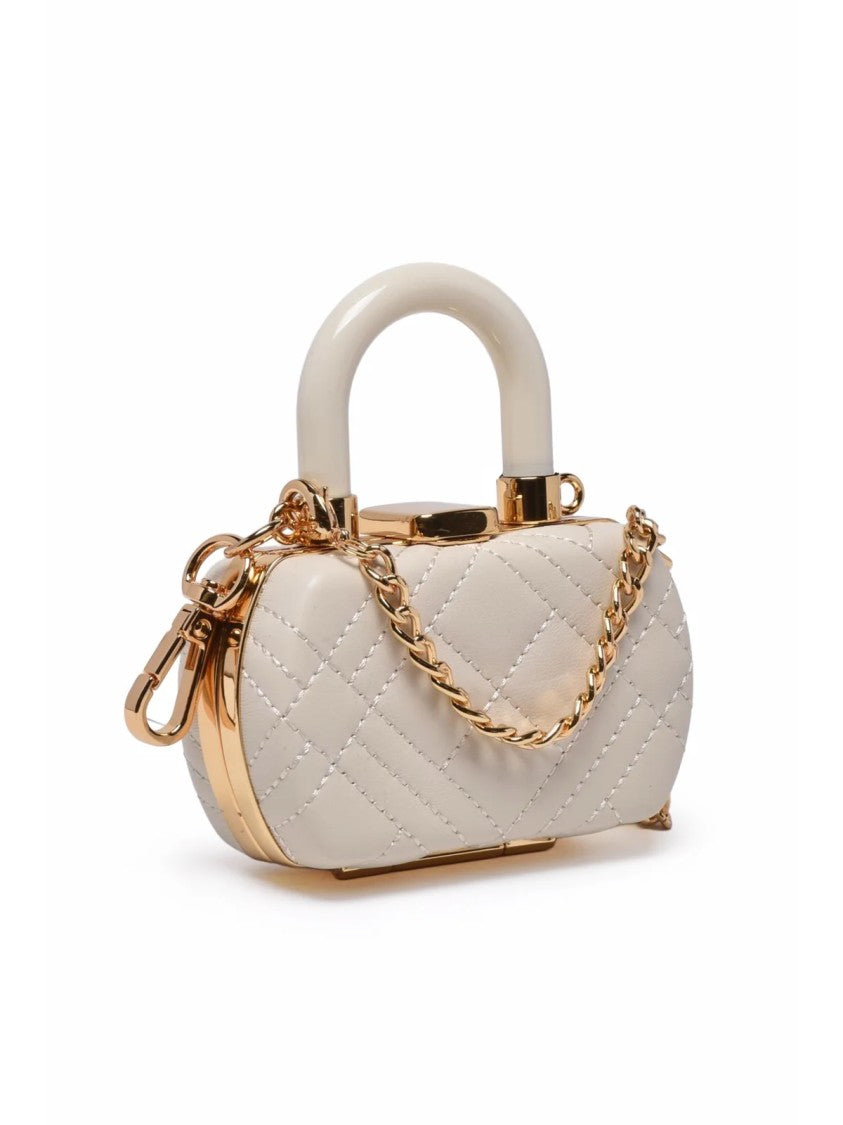 Love Moschino White Polyurethane Quilted Coin Purse