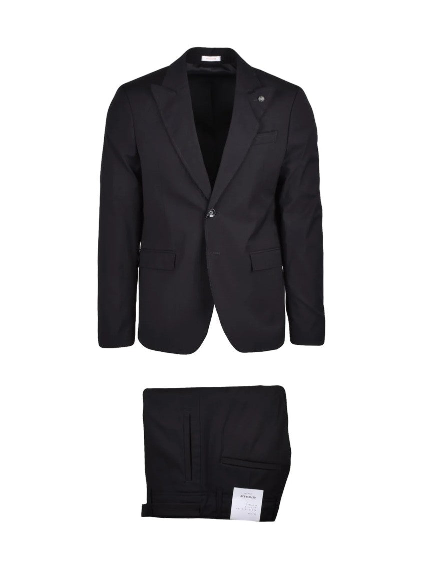 Officina 36 Black Polyester Viscose Wool Elastane Sartorial Suit