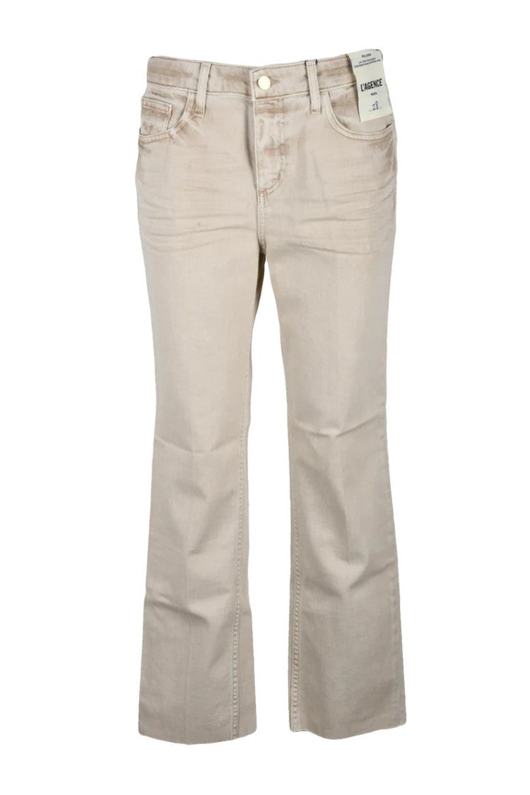L'agence Beige Structured Cotton Jeans