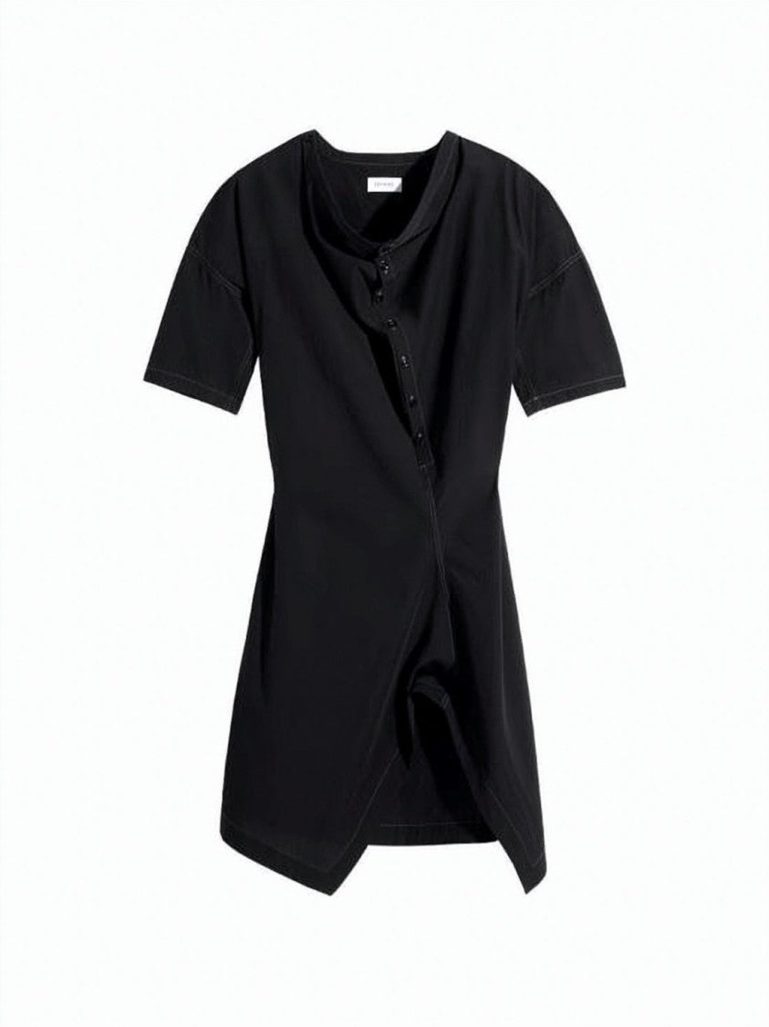 Lemaire Asymmetrical Button Closure Midi Dress With Structured Silhouette