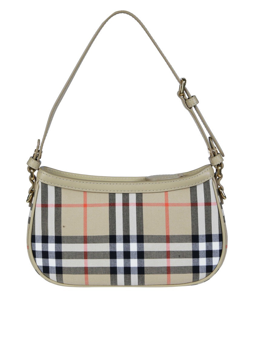 Burberry Check Chk Eugenie Leather Trim Pouch Bag