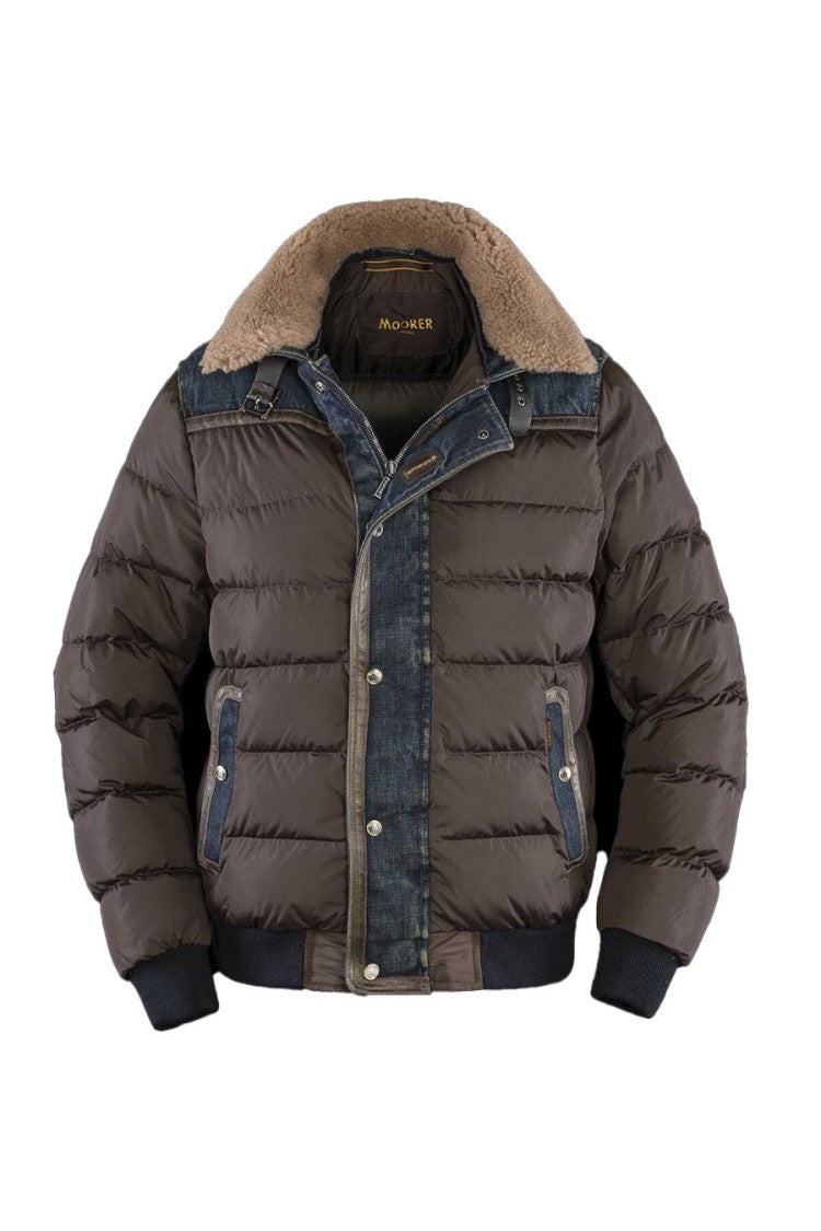 Moorer Brown Nylon Quilted Down Jacket