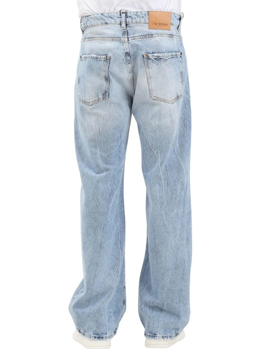 I M Brian Light Blue Faded Relaxed-Fit Cotton Jeans