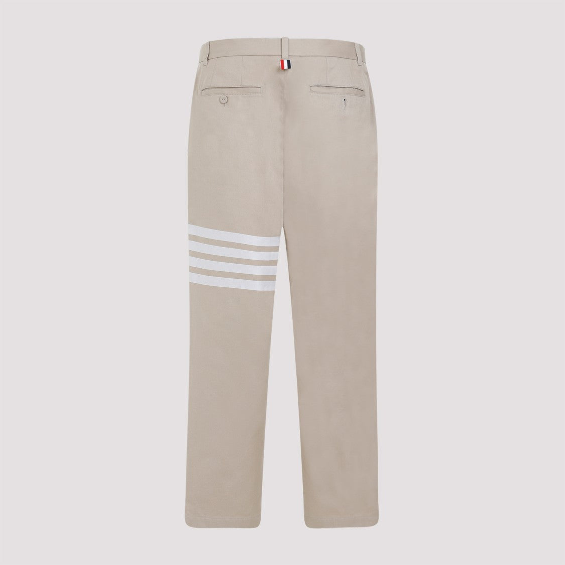 Thom Browne Camel Beige Cotton Unconstructed Straight Leg Trousers