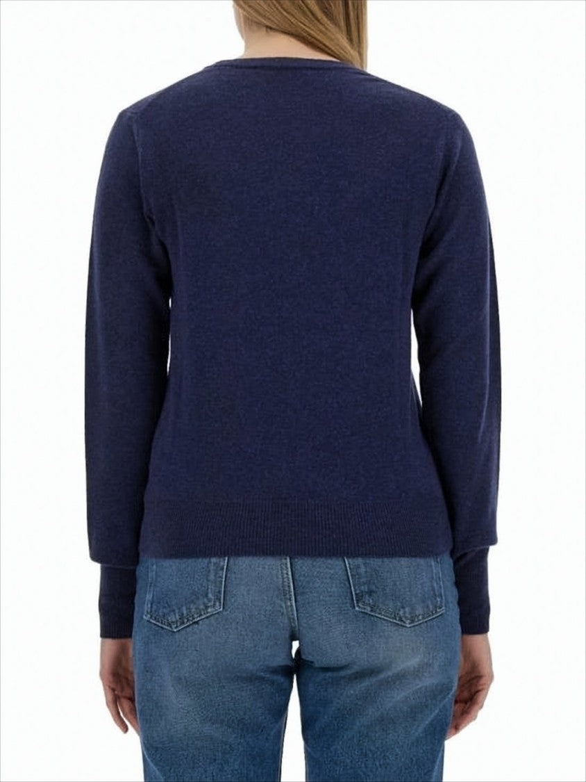 Vivienne Westwood Blue Cashmere-Wool Blend Sweater With Ribbed Cuffs