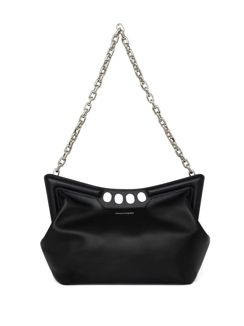 Alexander Mcqueen Structured Black Leather Bag With Refined Finish