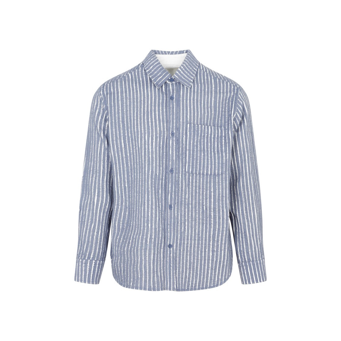 Craig Green Hand-Frayed Stripe Blue Chalk Cotton Shirt