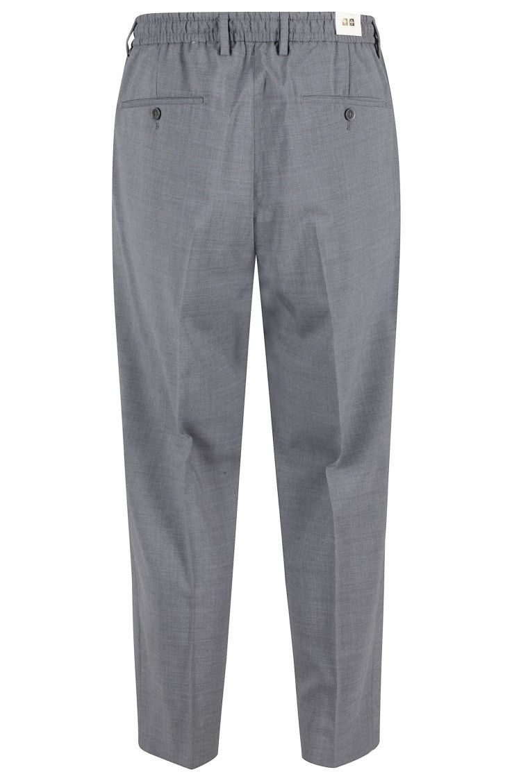 Briglia Gray Covents Drawstring Waist Wool-Blend Straight-Leg Pants