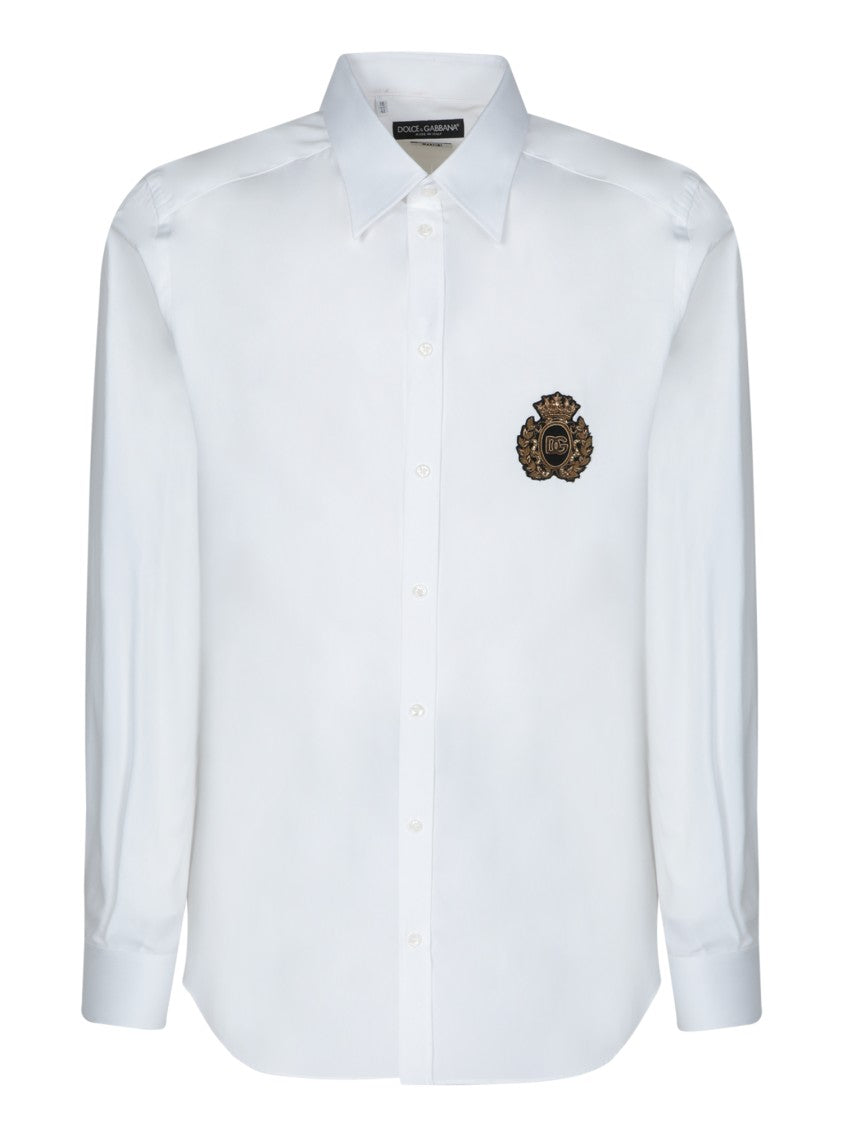 Dolce & Gabbana Classic White Shirt With Embroidered Emblem