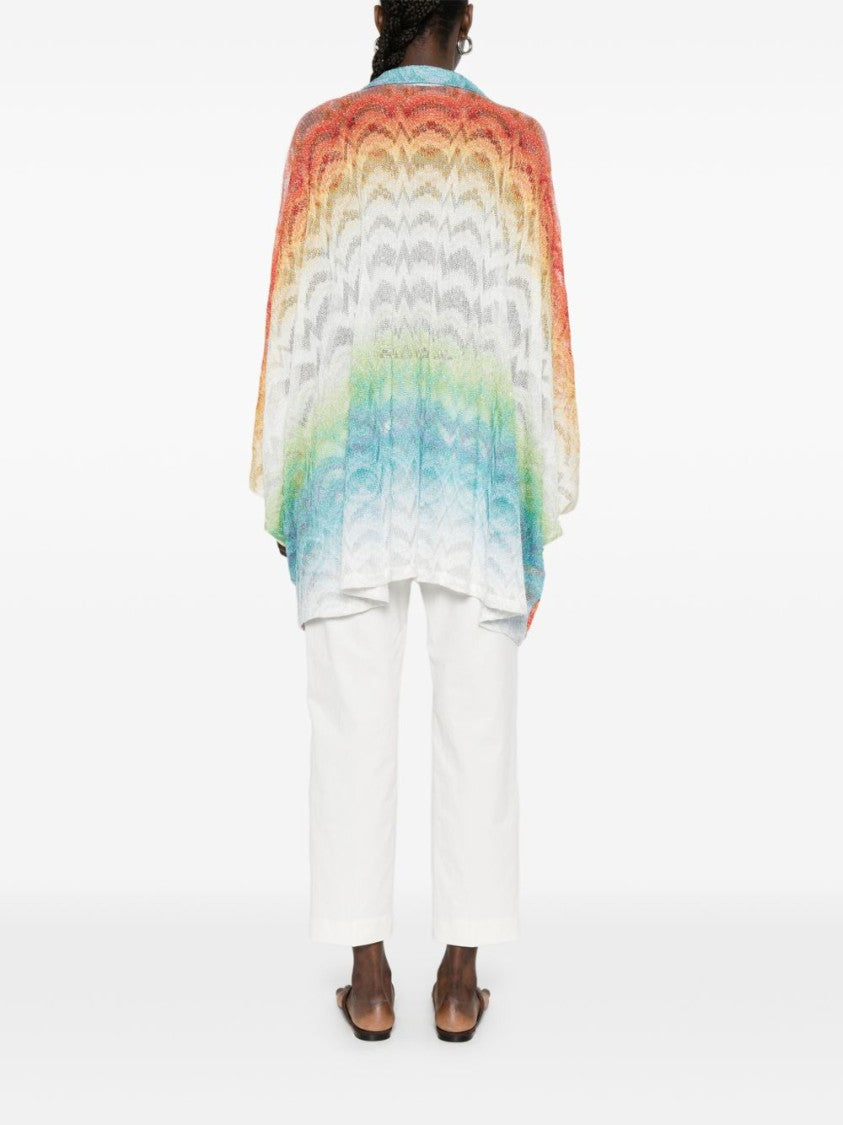Missoni Gradient V-Neck Long-Sleeved Shirt With Textured Knit