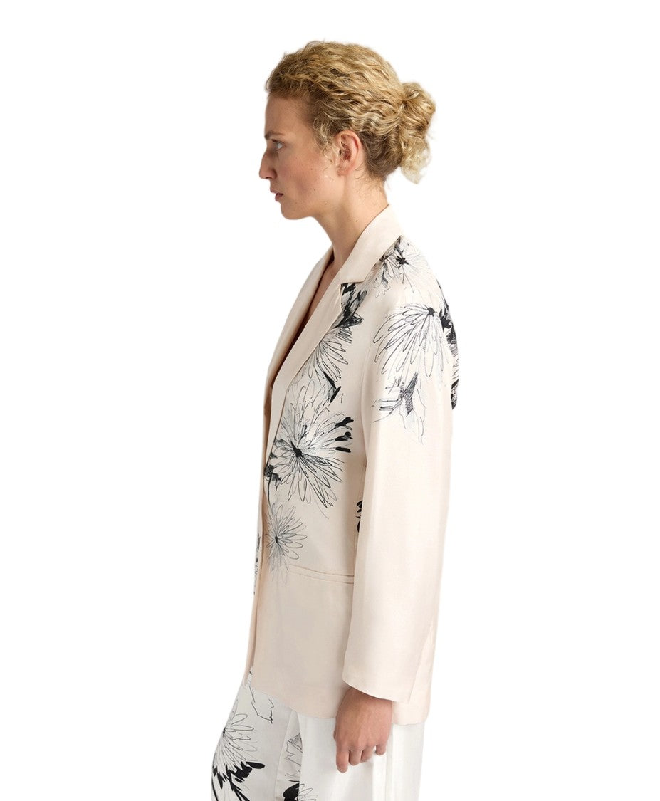 Momonì Zuni Abstract Floral Print Silk Twill Blazer