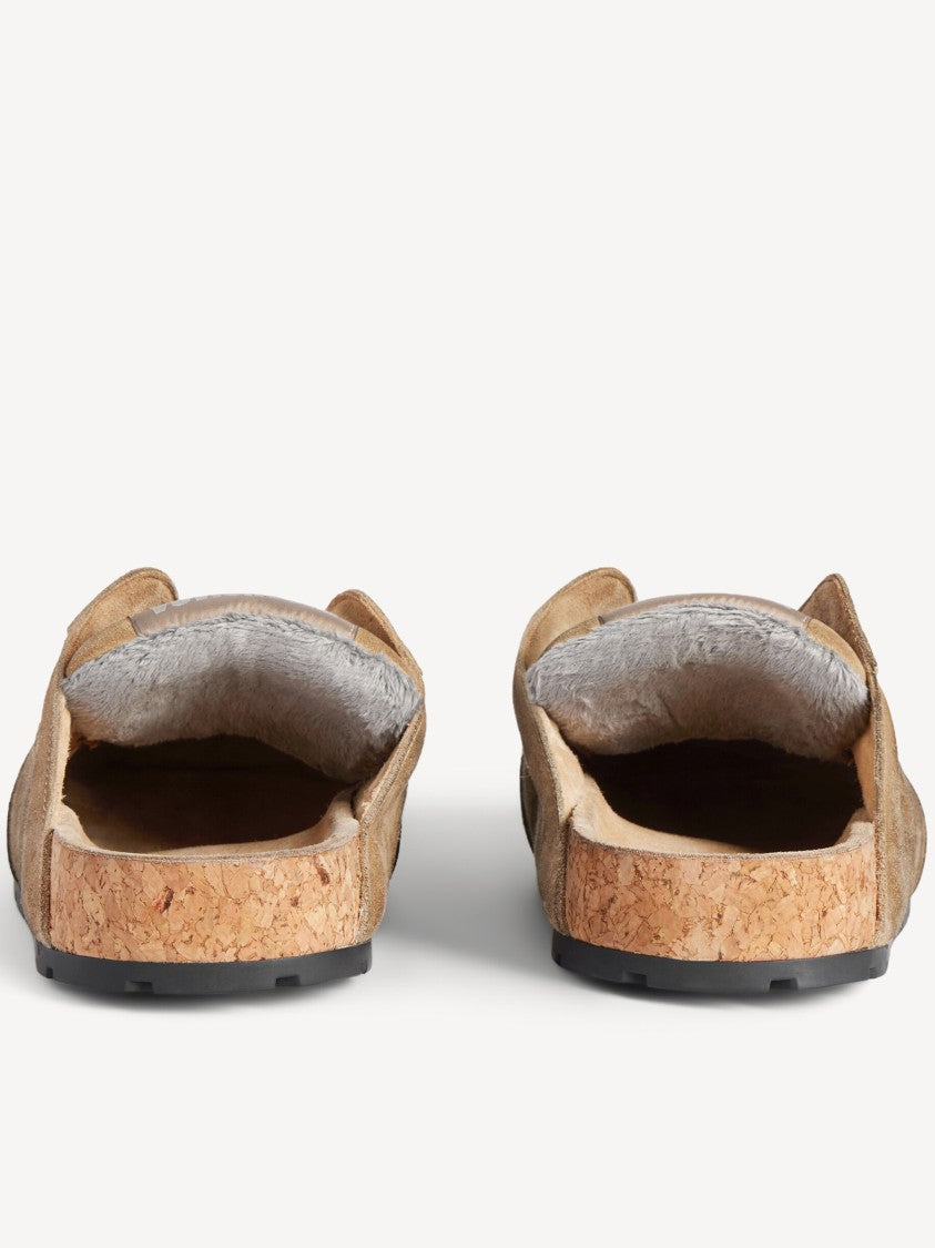 Balenciaga Tan Dumbo Mule Suede Cork Mules