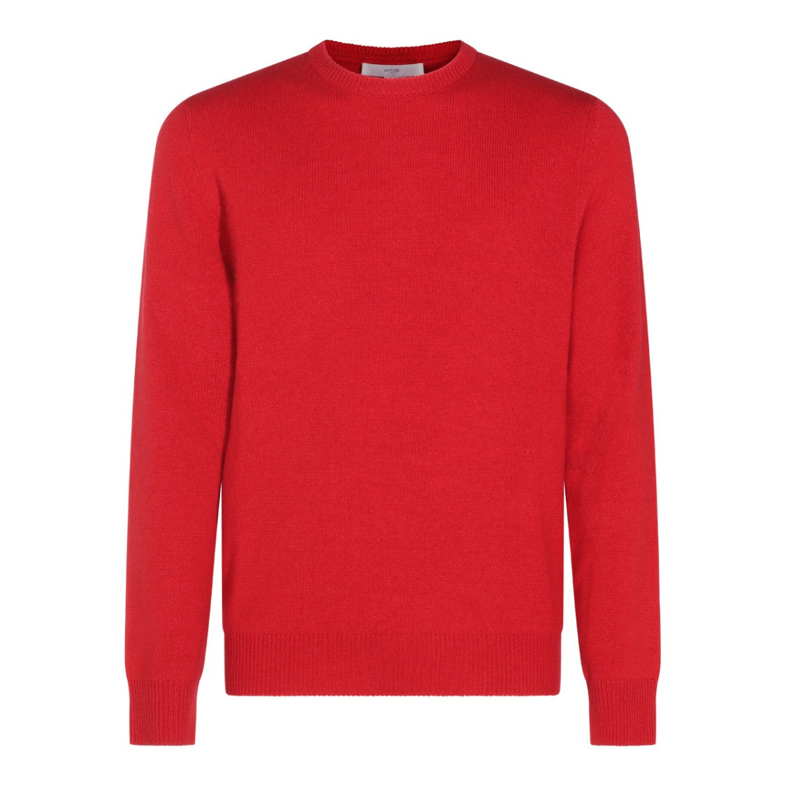 Malo Finely Knit Red Cashmere Sweater With Crew Neckline