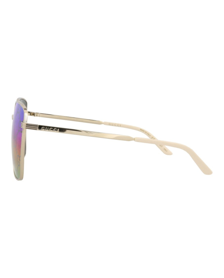 Gucci Square-Frame Metal Sunglasses