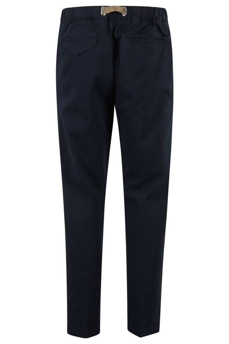 White Sand Blue Straight-Leg Stretch Cotton Gabardine Pants