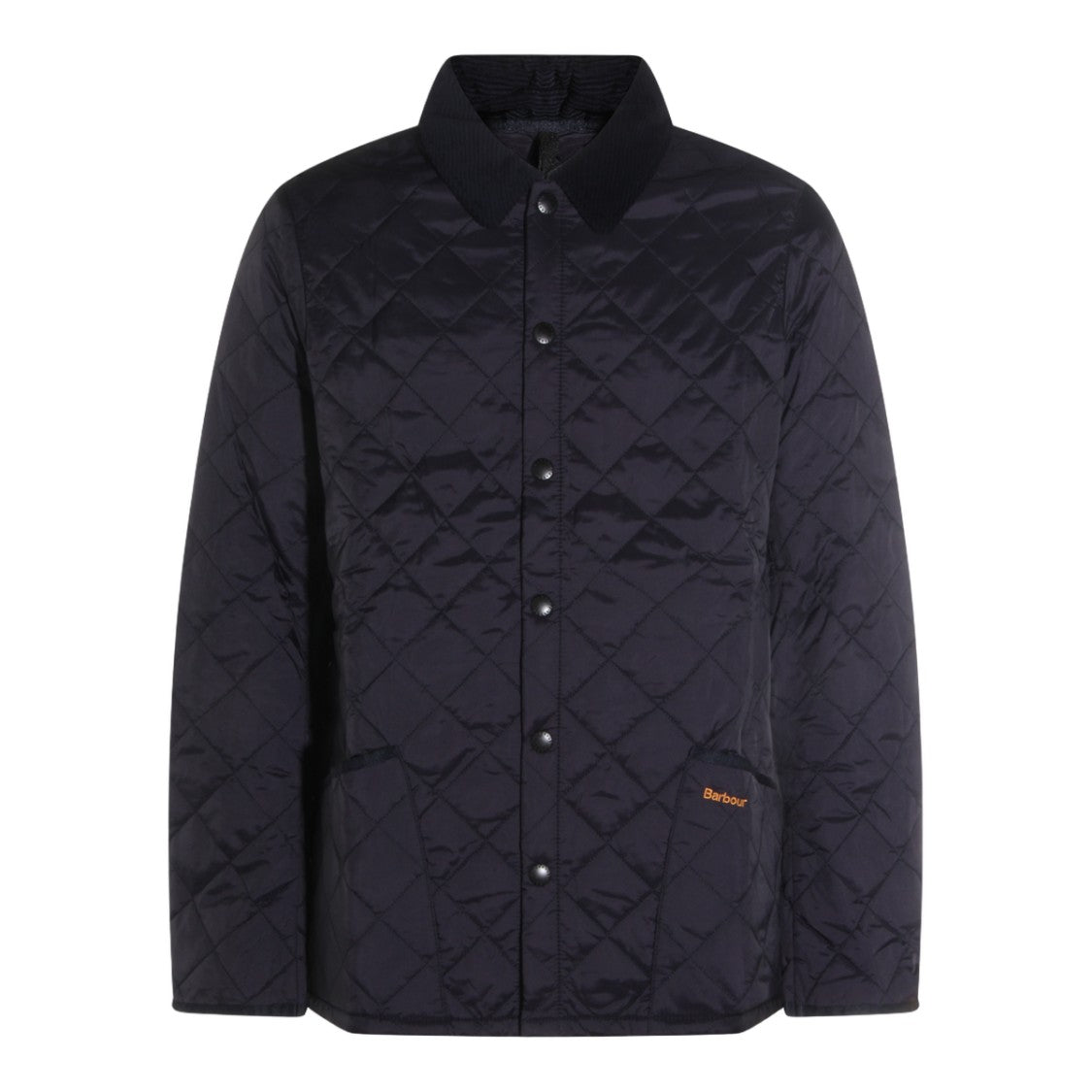 Barbour Quilted Blue Jacket With Corduroy Collar