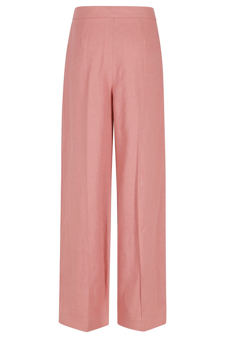 Eleventy Raspberry Front-Dart Straight-Leg Linen Pants