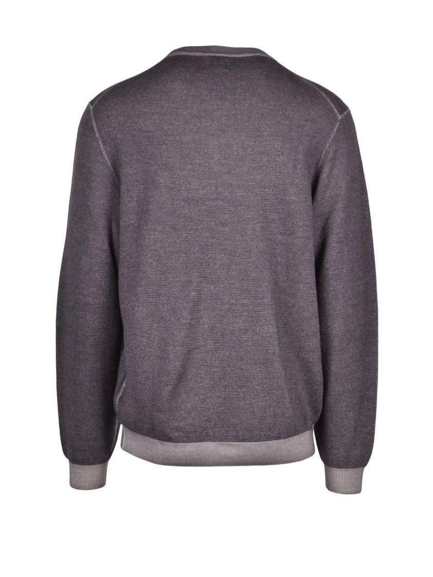 Sun68 Grey Merino Wool Crewneck Sweater