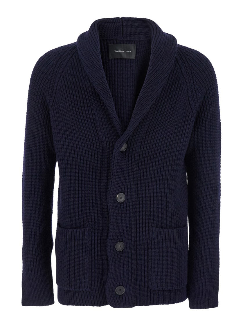 Tagliatore Textured Ribbed Knit Cardigan
