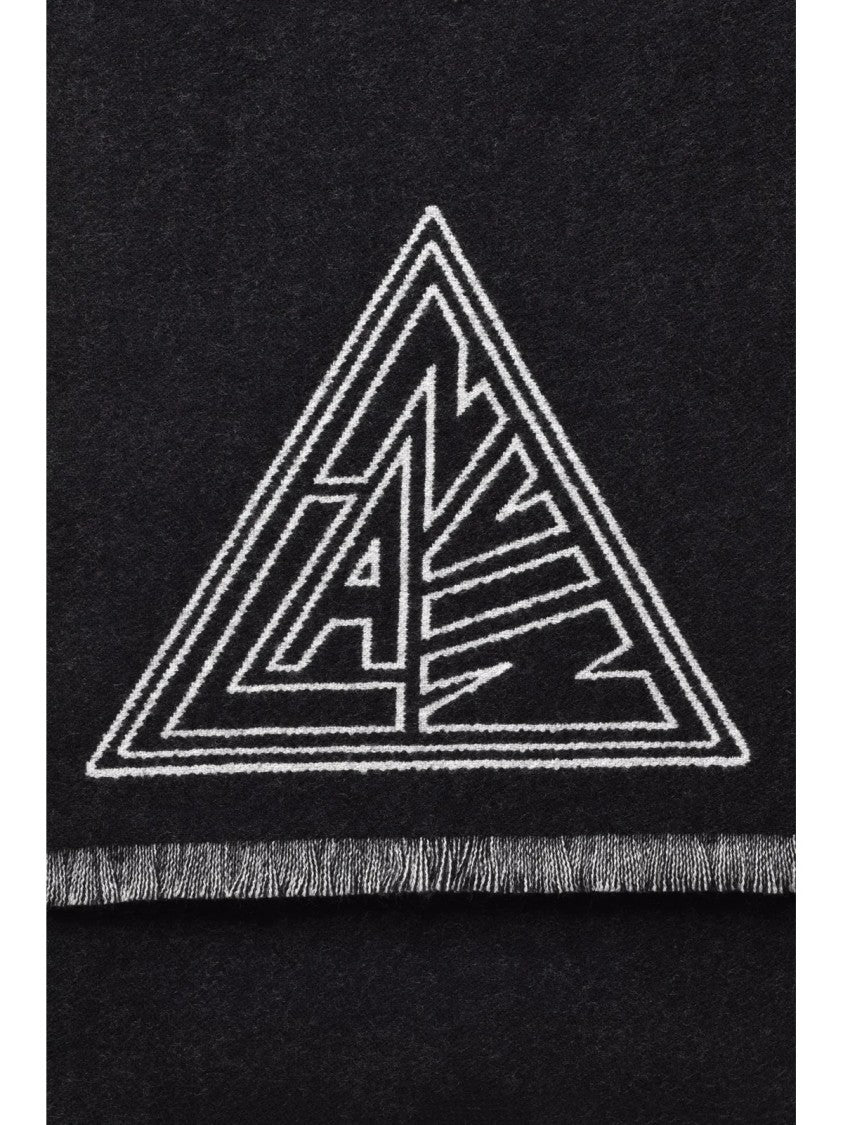 Lanvin Black Wool Geometric Scarf