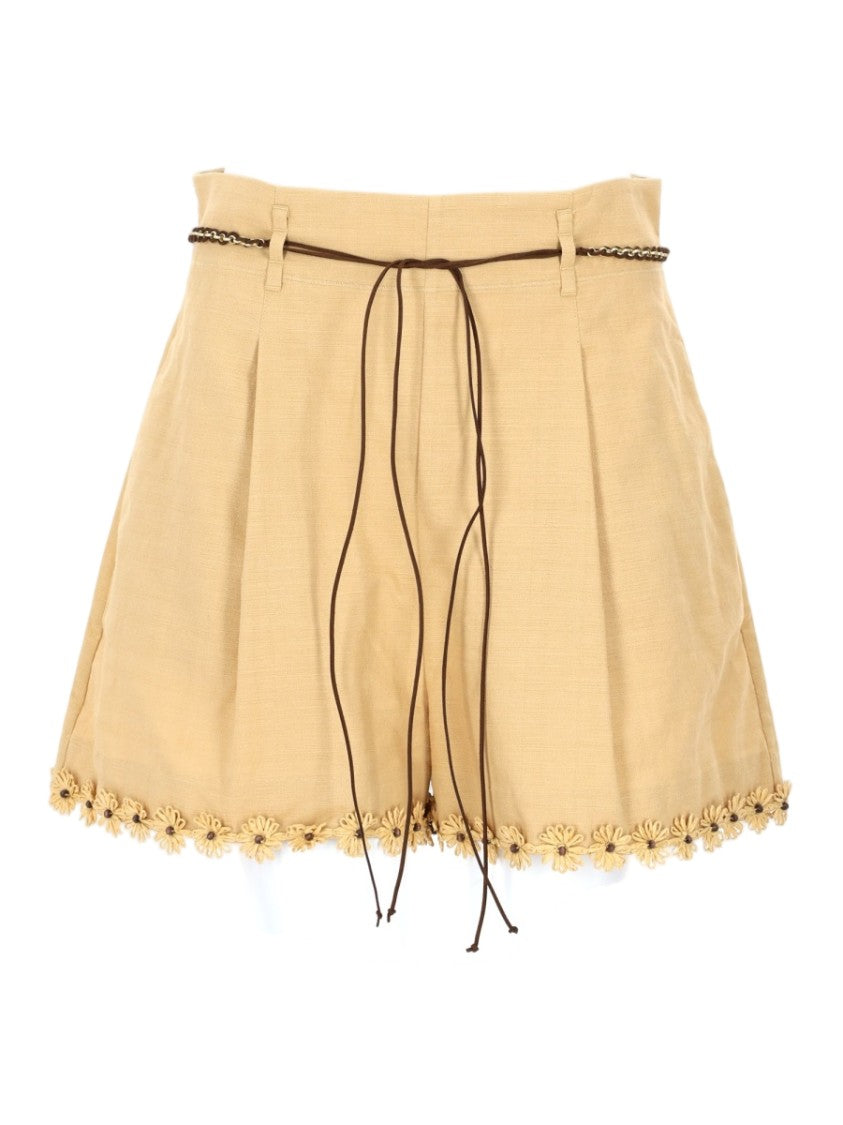 Zimmermann Mahon High-Waisted Flared Cotton Shorts