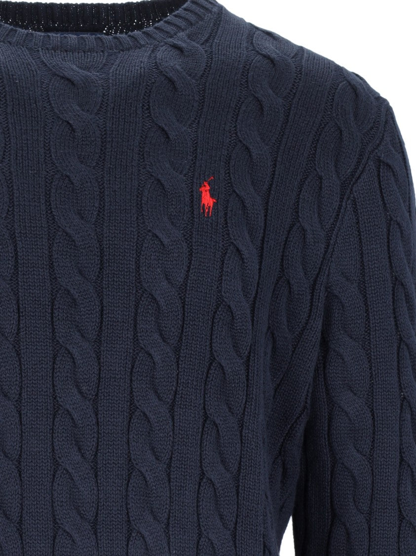 Polo Ralph Lauren Logo Cable Knit Sweater Blue