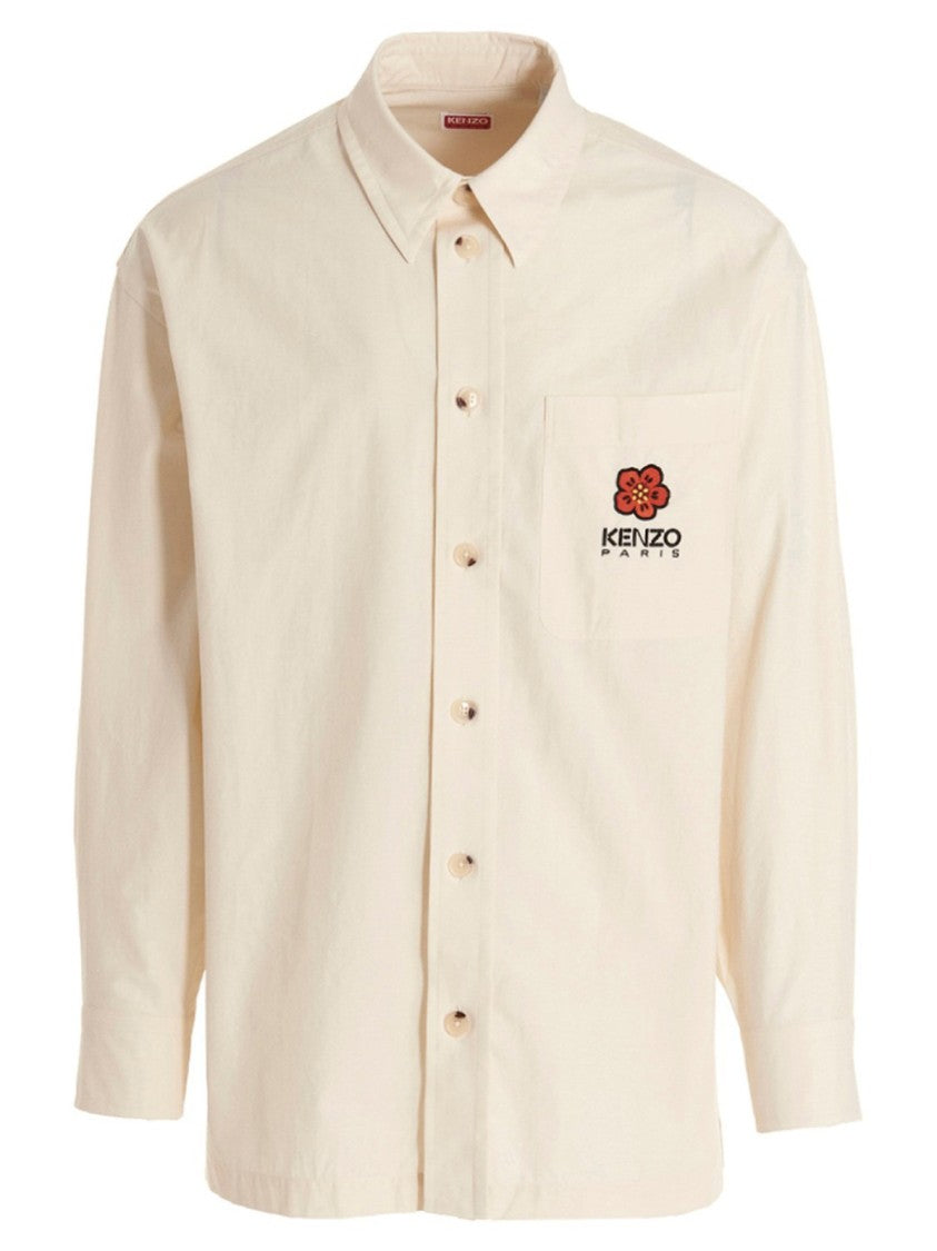 Kenzo Minimalist Long-Sleeve Shirt With Embroidered Detail