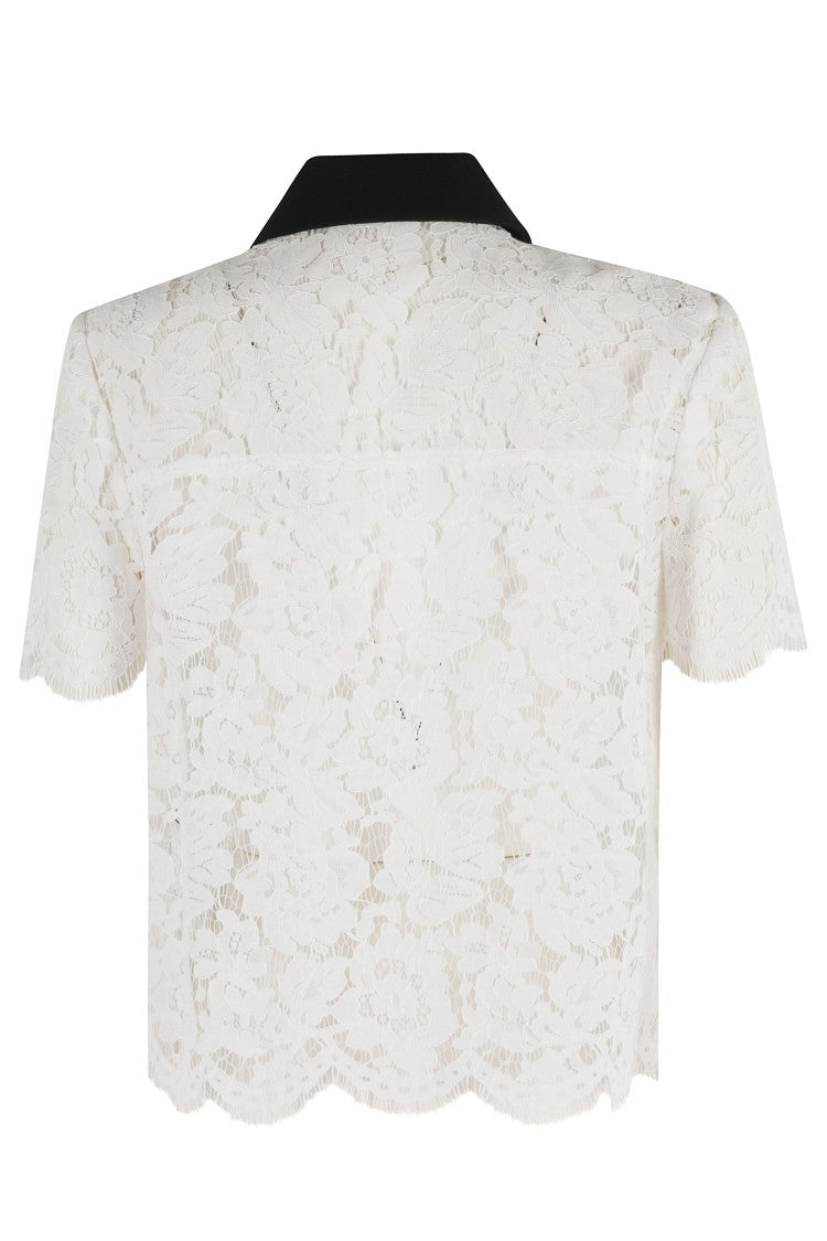 Self-Portrait Lace Contrast Collar Top