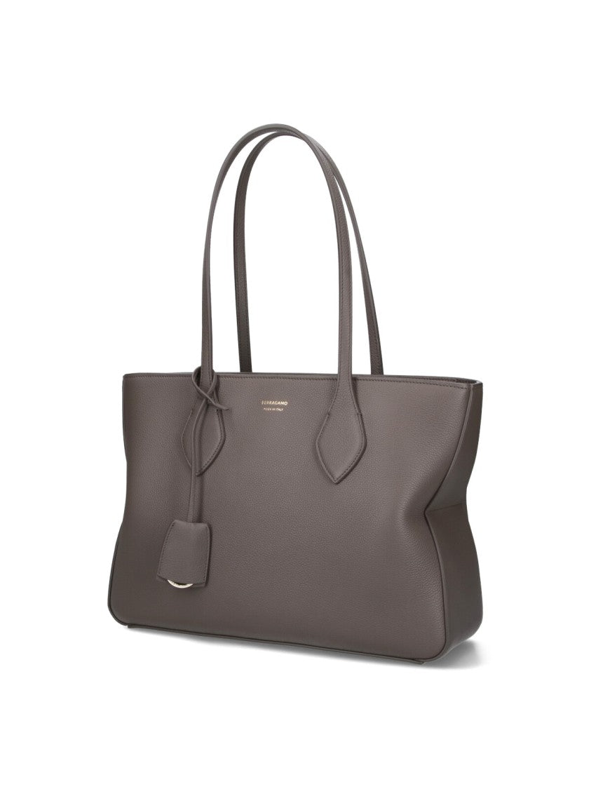 Ferragamo Small Grey Calfskin Tote