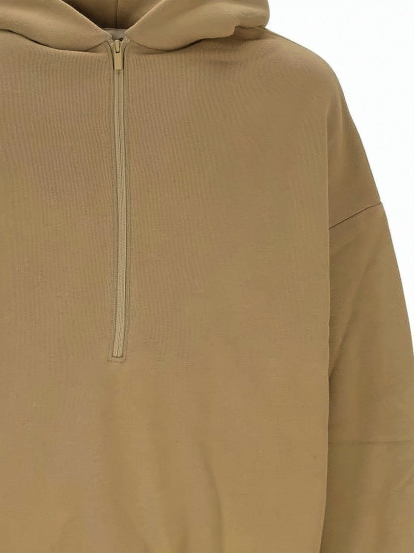 Fear Of God Cropped Hoodie With Half-Zip Front And Bold Back Lettering