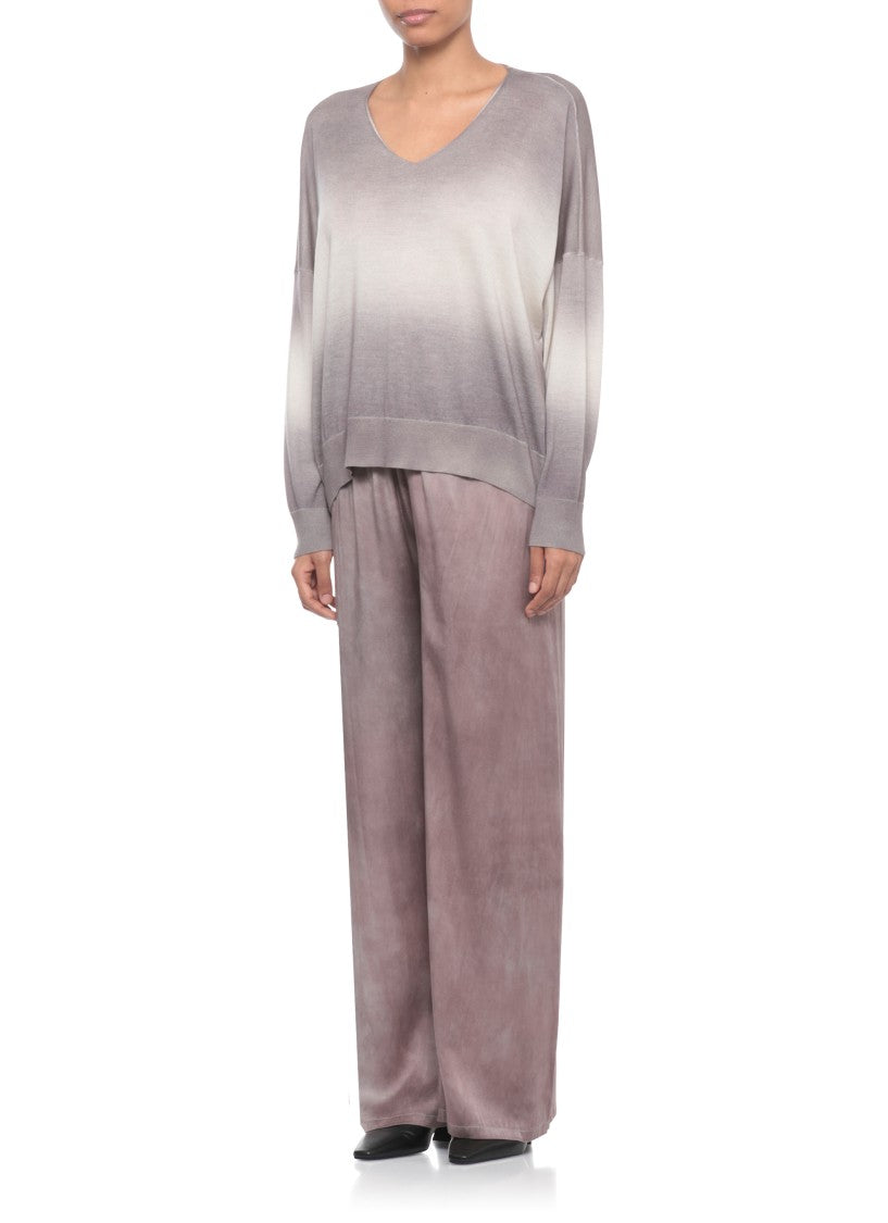 Avant Toi Lilac Degrade Cashmere-Silk V-Neck Sweater