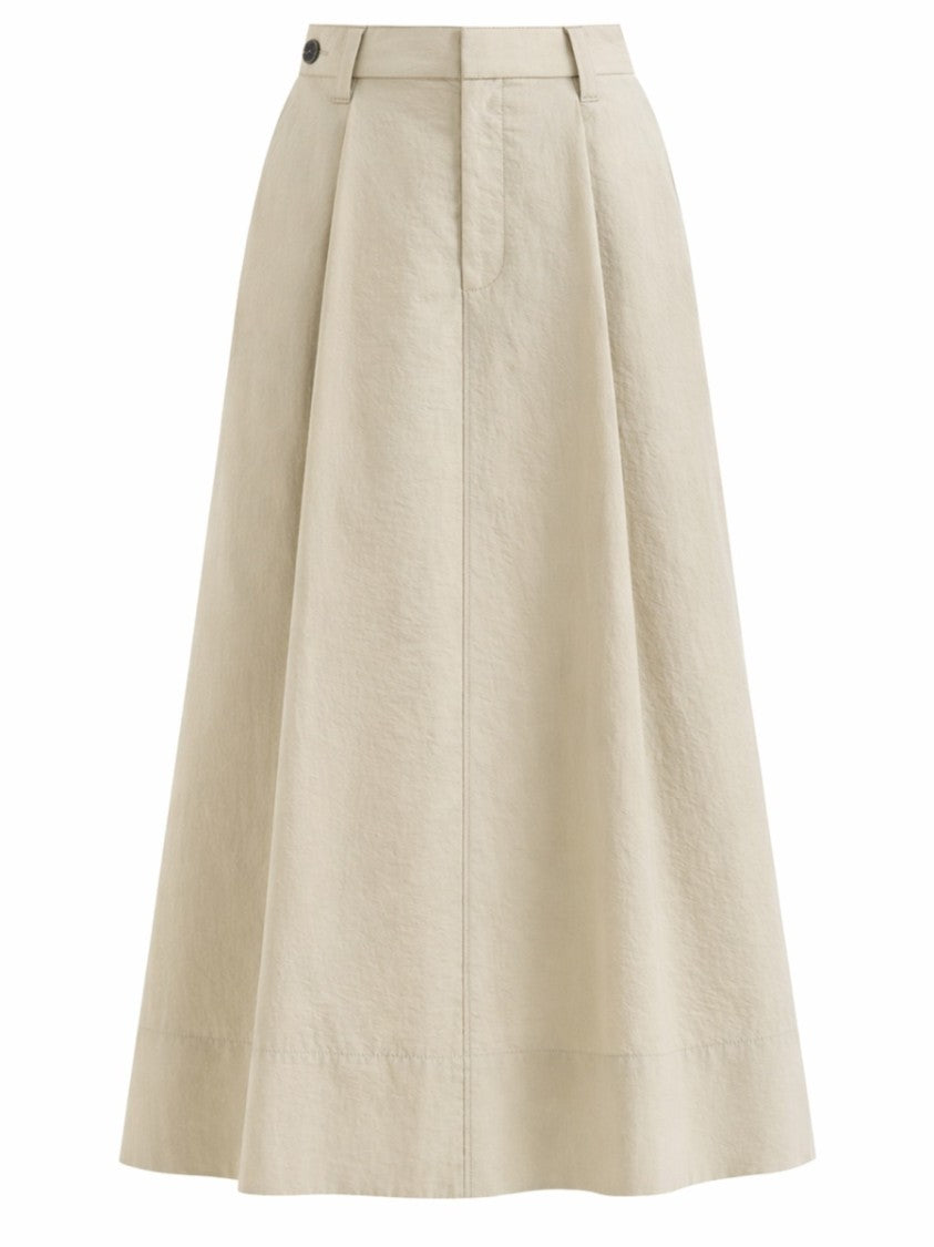 Brunello Cucinelli Tailored Cotton-Blend Poplin A-Line Midi Skirt