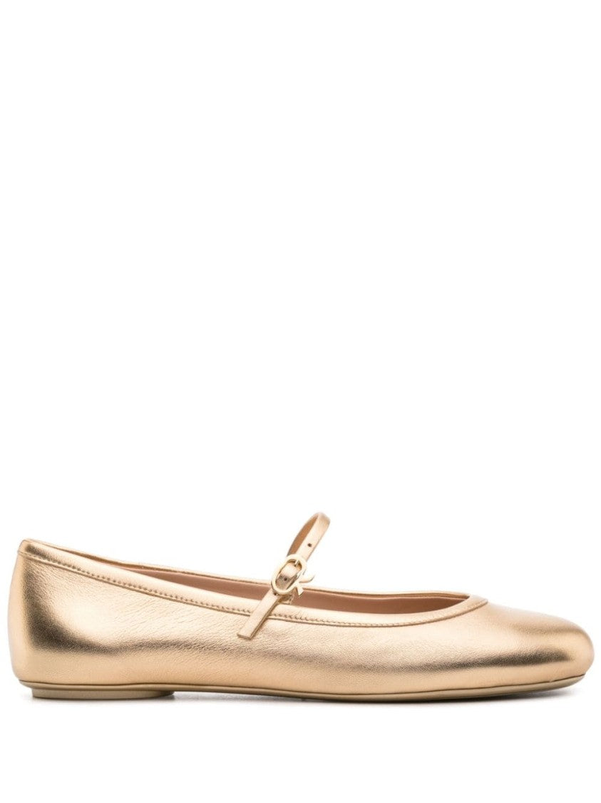 Gianvito Rossi Lamb Leather Ballerina Flats With Delicate Strap Detail