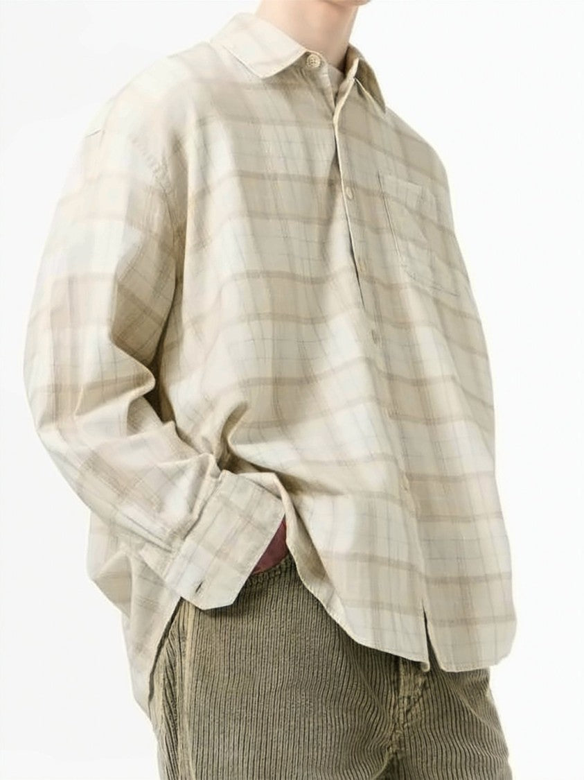 Our Legacy Long-Sleeve Oversized Shirt With Subtle Plaid Pattern