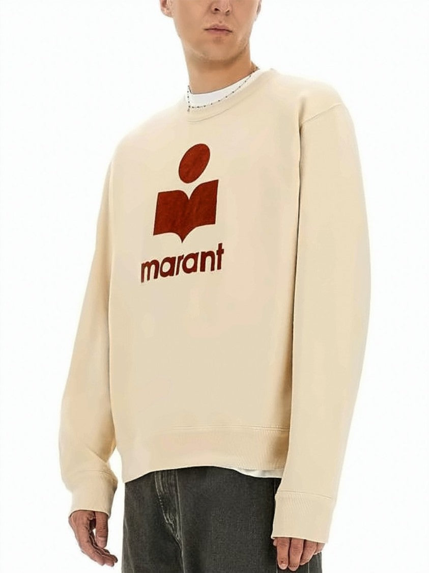 Isabel Marant Relaxed-Fit Creamy Beige Sweatshirt With Bold Rust-Red Logo