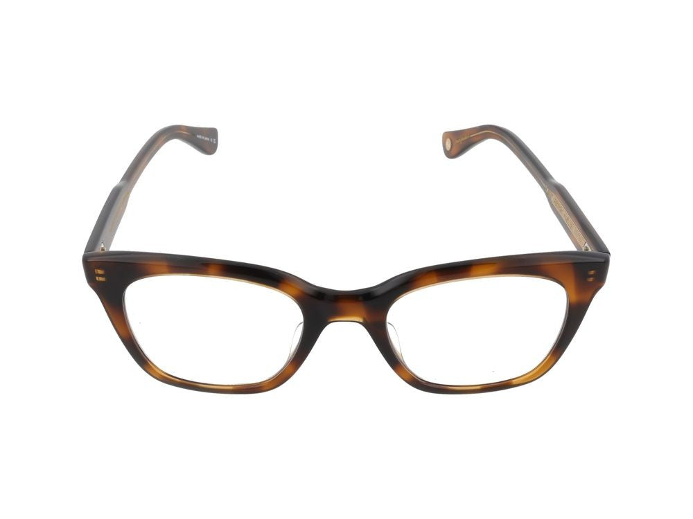 Garrett Leight Spotted Brown Acetate Square Frame Optical Glasses