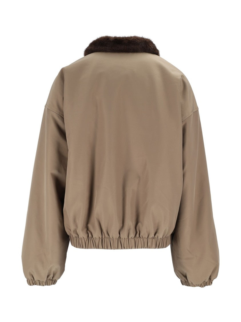 Eleh Mud Cropped Faux Fur Collar Jacket