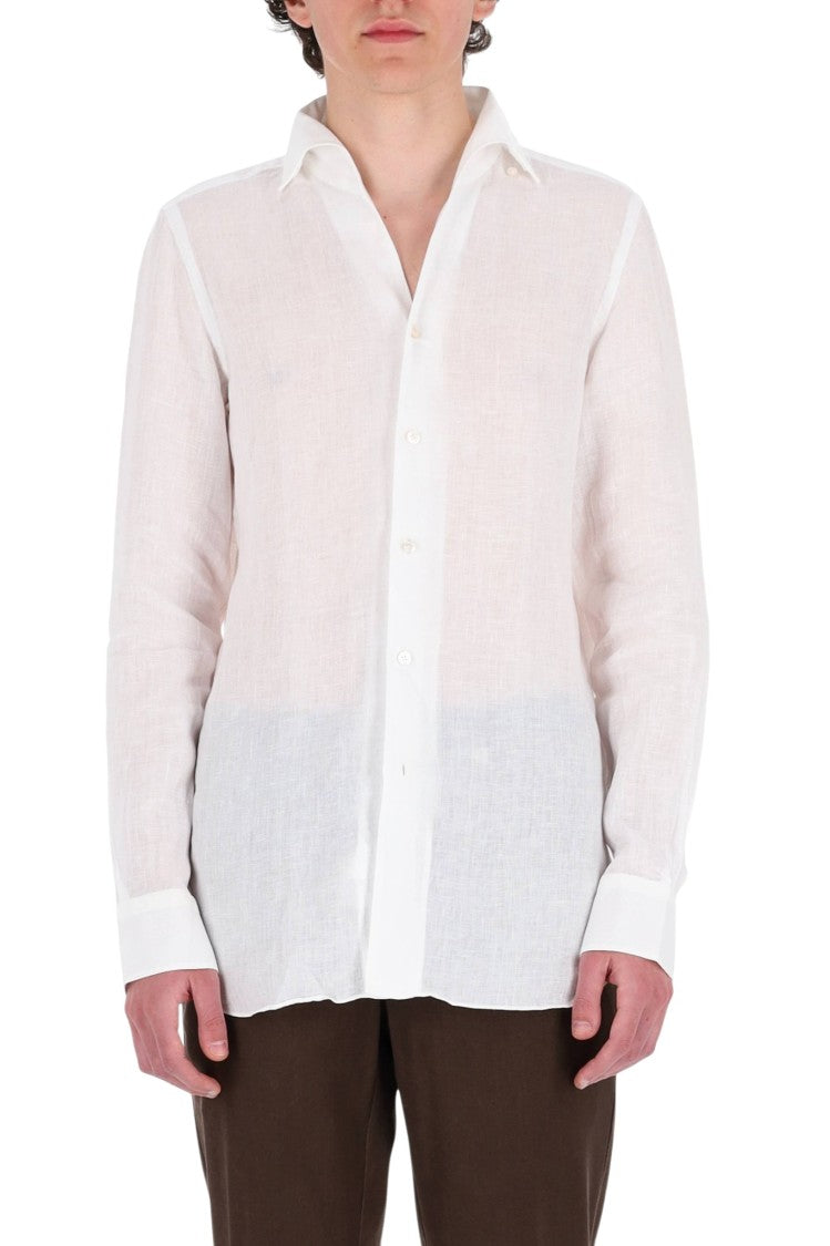 Finamore Gaeta Ustica Collar Linen Casual Shirt