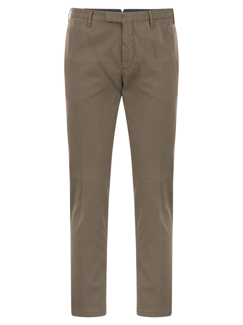 Pt Torino Superslim Trousers In Cotton And Silk