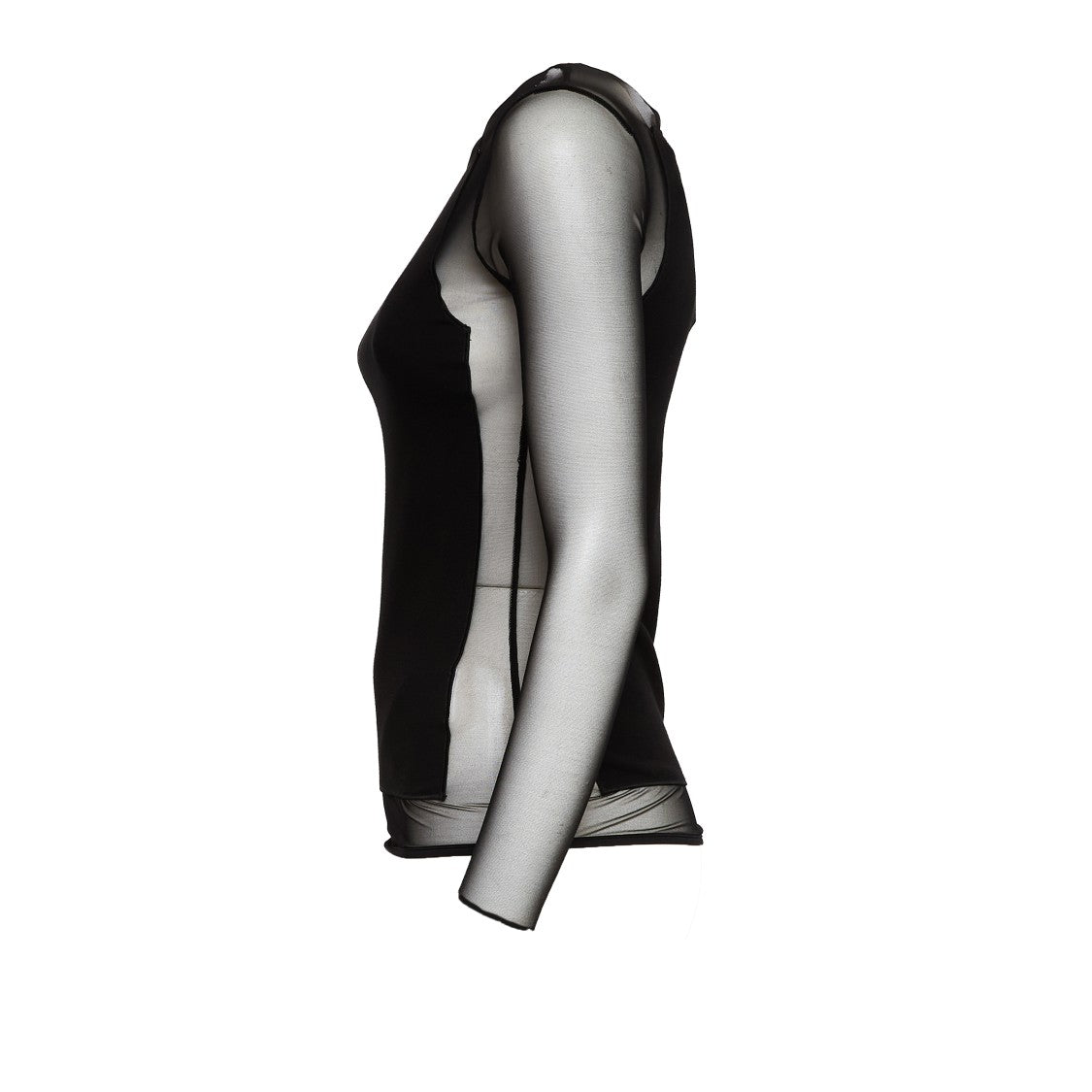 Dondup Slim-Fit Long Sleeve Top With Sheer Tulle Sleeves